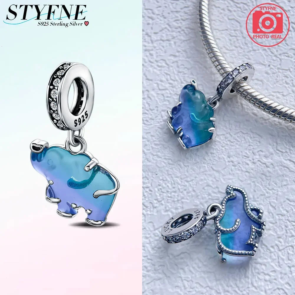STYFNE Unisex Adult Teens Fine Imitation Sterling Silver-Plated Metal Cute Hanging Sloth Animal Shaped Charms-Pendants /Colors-Animals/Silver/Floral/Green