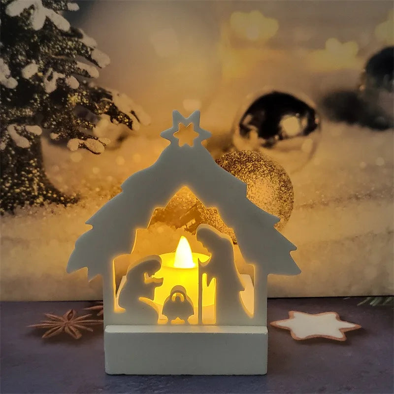 No-EN-Name-Null DIY Christmas Nativity Scene Of Mary-Joseph-Baby Jesus Birth In A Manger In A Stable Silicone Resin Milky White Craft Molds