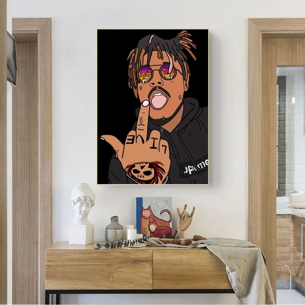 Unframed Waterproof HD Hip-Hop Juice WORLD Kraft Paper Art Prints/Colors-Black/Purple/Blue/Multicolor