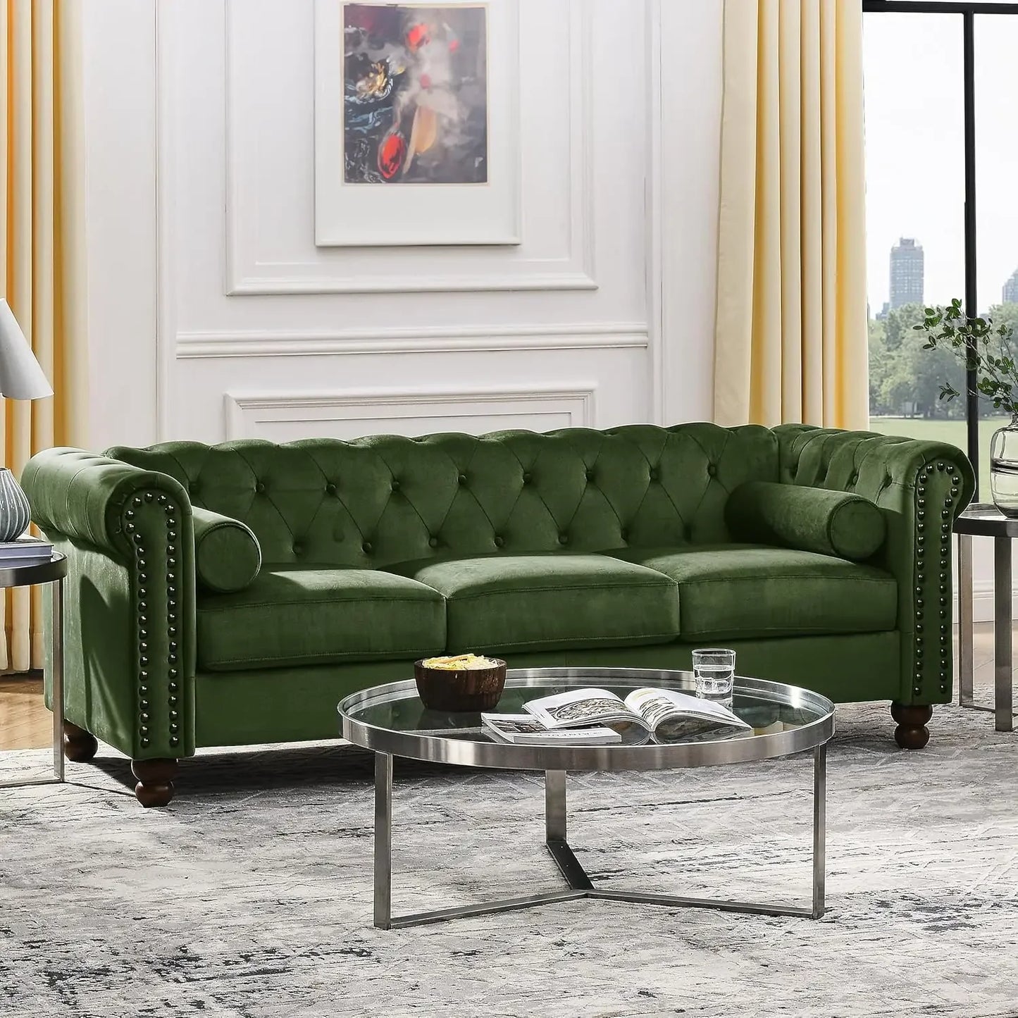 No-EN-Name-Null Modern Chesterfield Velvet Loveseat Sofas