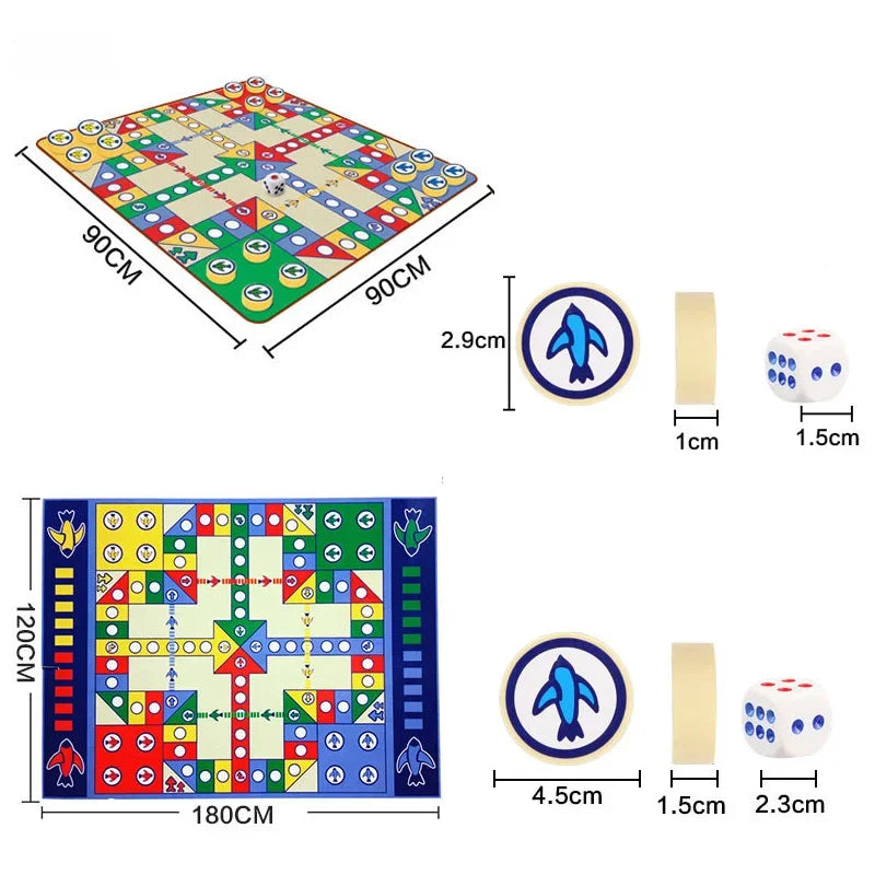 No-EN-Name-Null Parent-Child 16 Flat Round Chess Pieces Plastic-Cotton Foldable Crawling Colorful Chess Game Mats Floor Board Games /Ages: 6 Years Old + Older / 1 Dice/Colors-Blue/Multicolor/Geometric