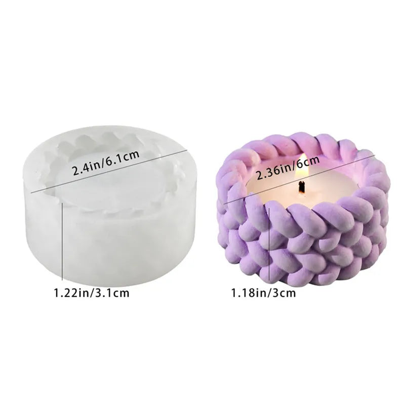 SILIKE LUFEI DIY Round Hemp Rope Shaped Candle Cup Silicone Resin Milky White Craft Molds