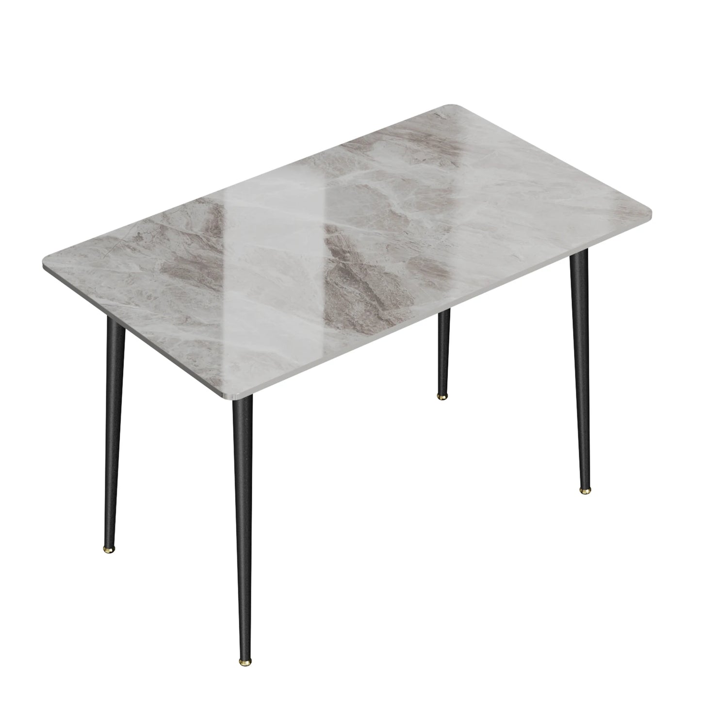 NULL Indoor Modern Rectangle Shaped Glossy Gray Marble Finish Top Black Metal Legs Dining Tables/  Colors-Glossy Gray/Glossy Jade/ Glossy White