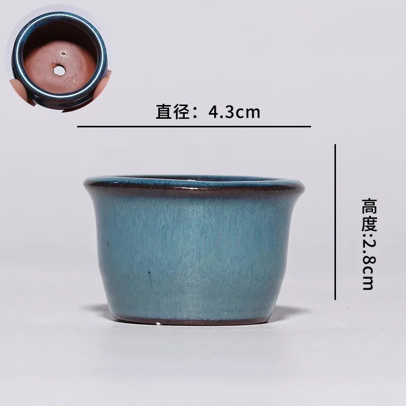 No-EN-Name-Null Indoor Mini Handmade Glazed Blue-Brown-Purple Ceramic-Purple Clay Succulent Multi-Shaped Thumb Flower Pots