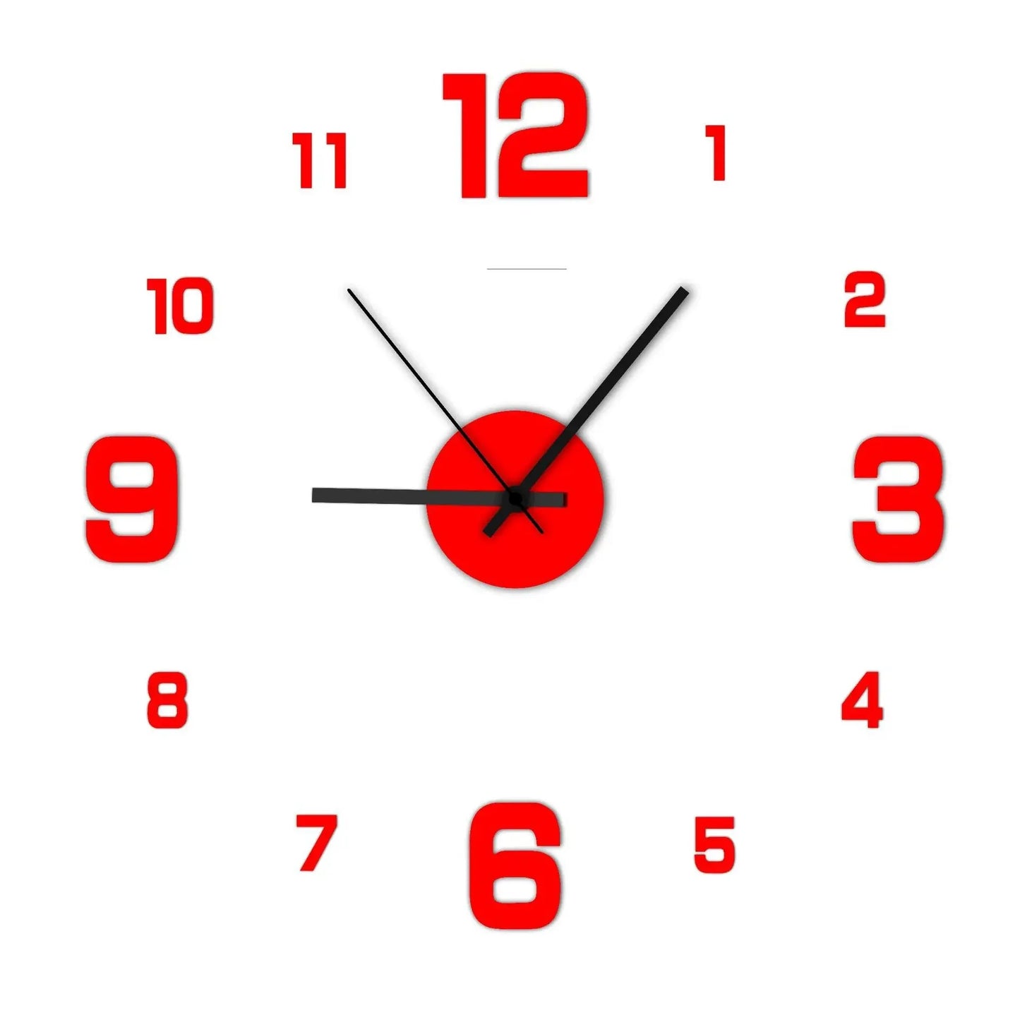 Vintage Vibe Black Hands-Number Silent Frameless Battery Powered DIY Acrylic Sweep Digital Wall Clocks/Colors-Red/Black/Silver