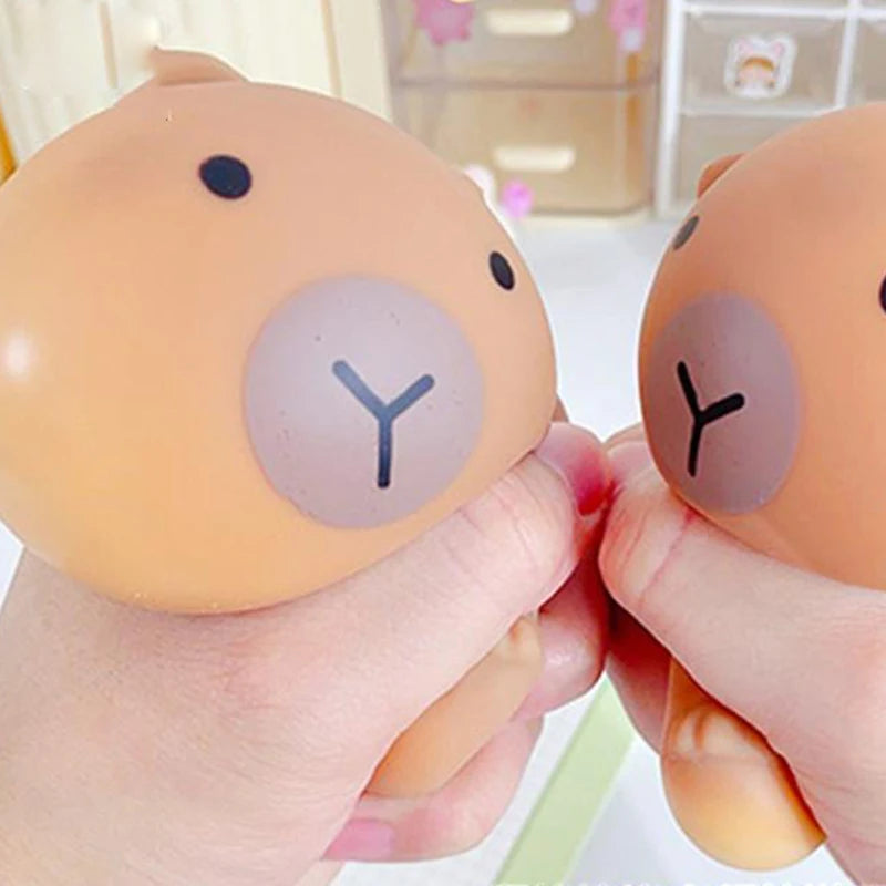No-EN-Name-Null Adults Handheld Small Foam Synthetic Brown Plastic Cute Cartoon Capybara Mochi Animal Pinching Squishy Slow Rebound Anxiety-Stress Reliever Executive Toys/ Ages: 13-18 Years Old-Adults /Colors-Brown/Beige/Black/White/Yellow/Purple/Animals