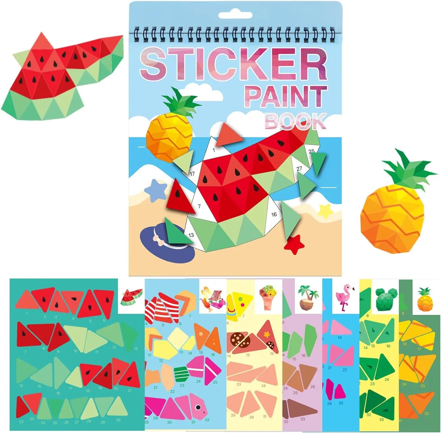 NULL Kids Multicolor Plastic-Cardboard Paper Unique Geometric Seven Different Animal Pictures Patterns Stickers Multicolor Paint By Numbers Brain Games Books Stickers-Stickers Machines/Ages 3-12 Years Old