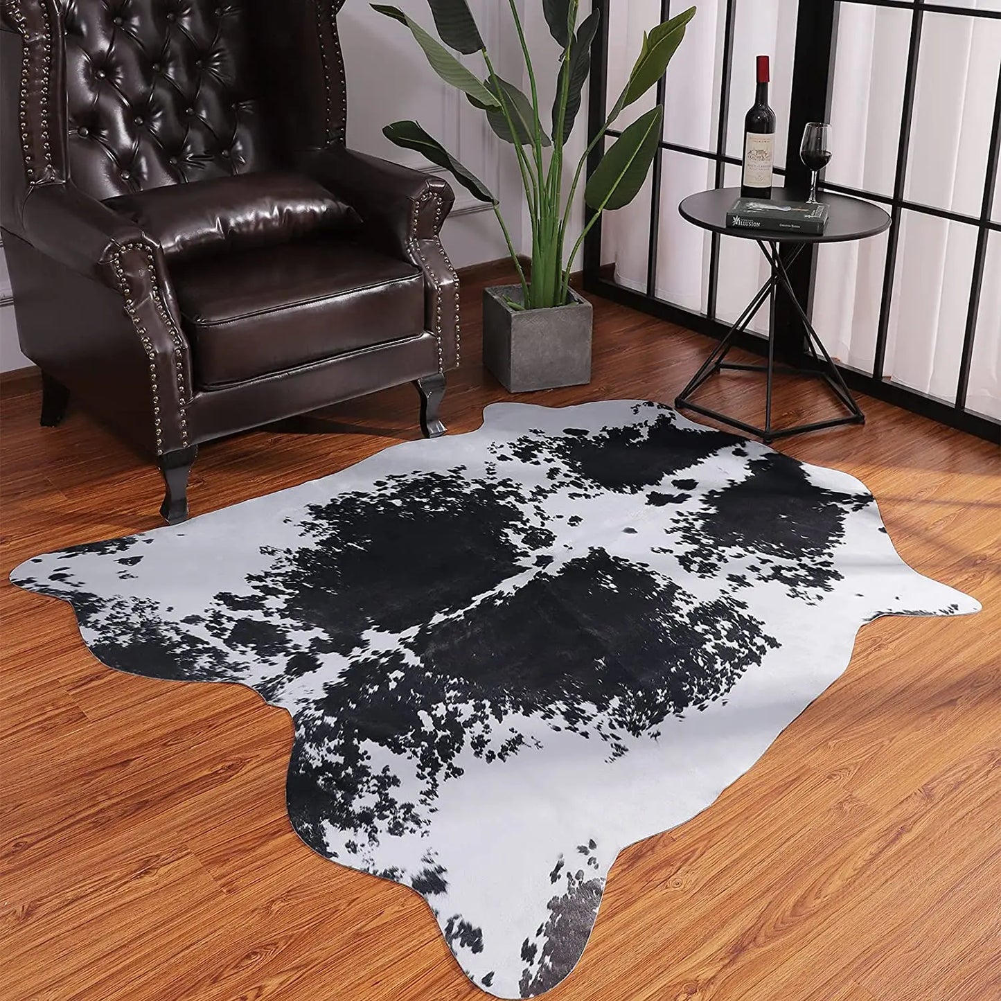 No-EN-Name-Null Indoor-Outdoor Modern Cowboy Theme Hypoallergenic Rectangle Shaped Nylon Soft Rustic Faux Cowhide Animal Printed Washable Synthetic Non-Slip Suede Backing Rugs/Colors-Multicolor/Animal