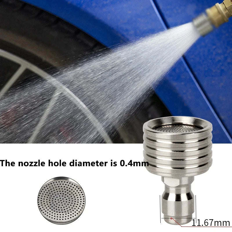 Outdoor Finger-Grip Handle Silver Stainless Steel 1/4 Quick-Connect Washing Shower High Pressure Washing Nozzles