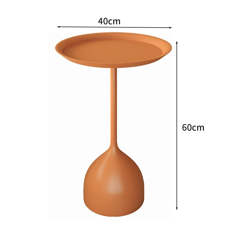 No-EN-Name-Null Modern Small Round Top-Wrought Iron Metal Base Mobile Coffee Tables/Colors-White/Light Brown/Yellow/Orange/Black/Royal Blue/Dark Blue/Size: 62 x 42 x 35cm