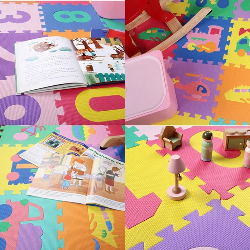 Baby Play Mat Kids EVA Foam Puzzle Carpet 30cmX30cm Interlocking Floor Tiles Educational Alphabet Numbers Activity Game Toys