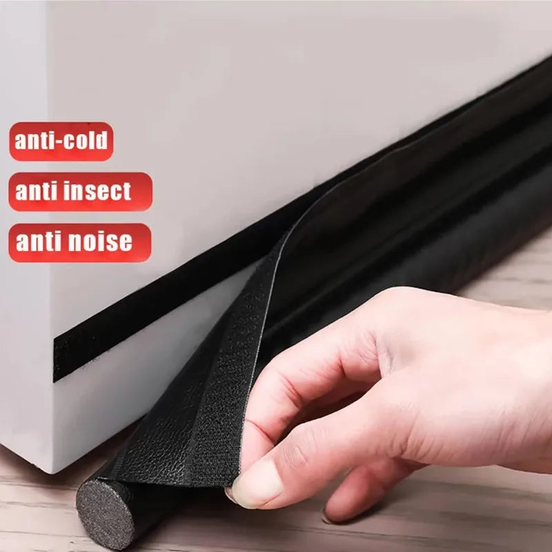 Non-Self-Adhesive Sound-Wind-Light-Bug Proof Cuttable Velcro PU Fabric Under Door Acoustic Round Foam Sealing Strips/Colors-Brown/Gray/Black/White
