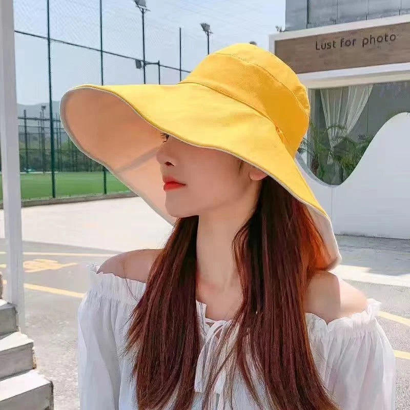 GJCUTE Adults Unisex One-Size Cotton-Polyester Wide Brim UV Protection Sun Hats/Colors-Blue/Black/Red