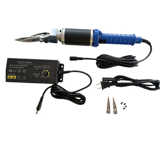 ZJMZYM Indoor AC-Powered Blue Handle-Black Accents Plastic Body Silver Metal Electric Carpet Carving Scissors Cutters/1-Power Adapter Cord/ Universal Voltage: 100-240V