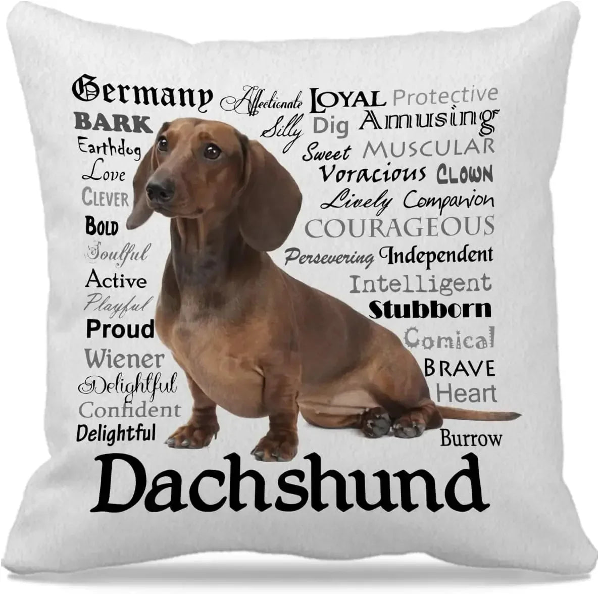 No-EN-Name-Null Soft Woven Polyester Fabric Square Printed Cute Cartoon Dachshund Pillowcases/Colors-Animal/White/Brown/Blue/Pink/Multicolor/Black/Handwash Only