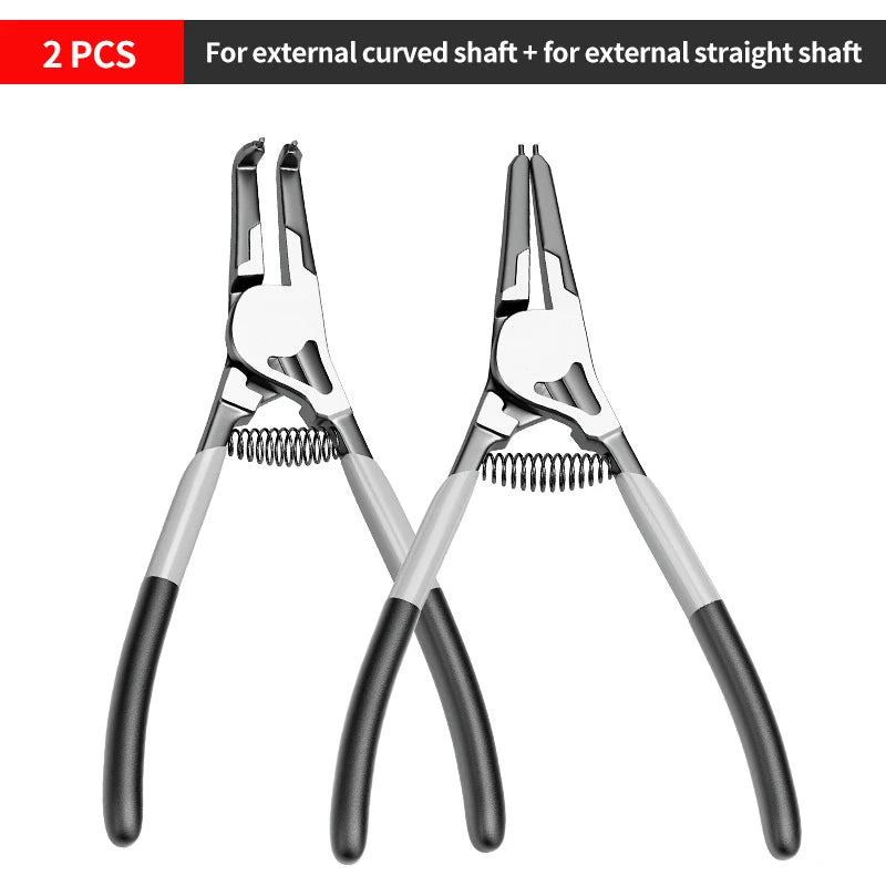 YLONDAO Industrial Grade Chinese Silver Carbon Steel Gray-Black Straight Handle Automatic Spring Assisted Rebound Electrical Elbow Circlip Pliers