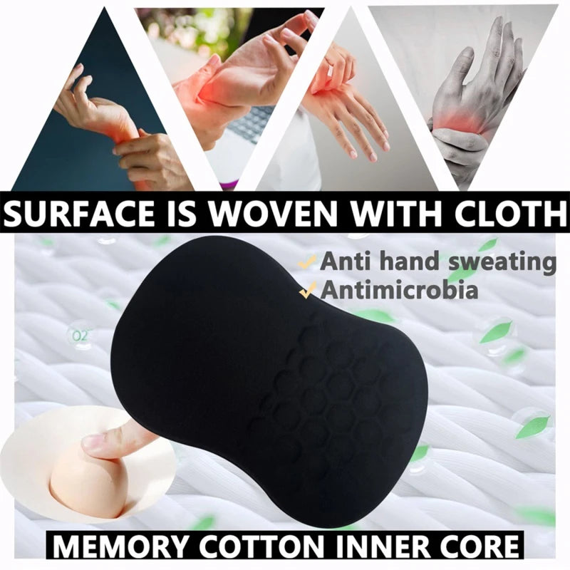 No-EN-Name-Null Anti-Sweating Breathable Free-Form Washable Natural Memory Cotton Inner Core Geometric Black-Multicolor Fabric Non-Slipping 8-Degree Sloped Design Wavy Diamond Pattern Massaging Soft Ergonomic Wrist Mouse Pads