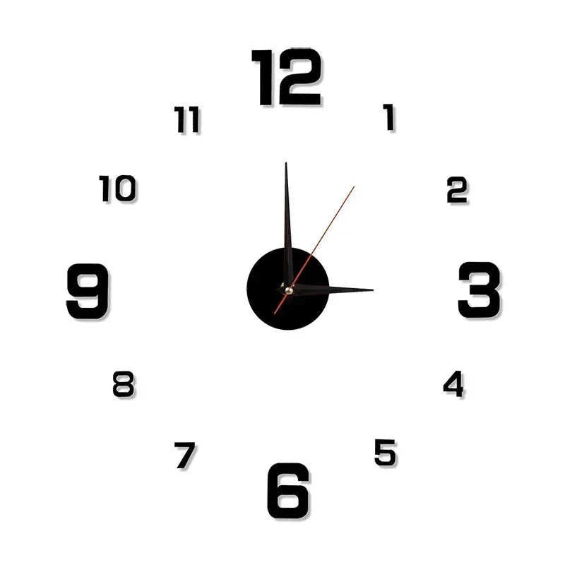 3D Large Numbers Frameless Acrylic Mirror DIY Quartz Digital Wall Clock Stickers/Number 5 Battery/Battery Not Included/Colors-Black/Gold/Red/Silver