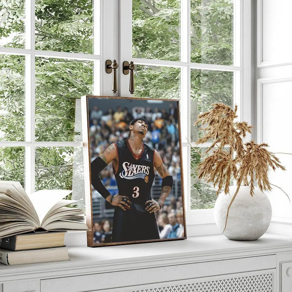 MAISTO Modern Waterproof Unframed HD Printed Multicolor Rectangle Shaped Basketball-Allen Iverson Sports Posters/Colors-Multicolor/Black/Fade-Dirt Resistant/Adhesive Tear-Stick