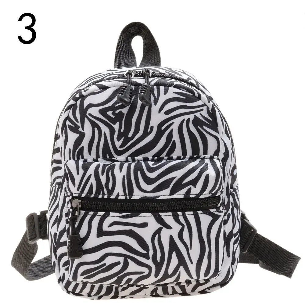 No-EN-Name-Null Women Mini Lightweight Waterproof Nylon Fabric Floral-Animal Print Design External Pockets Spandex Lining Shoulder Straps-Handle Rucksack Backpacks