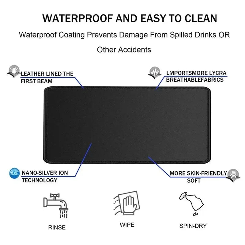 MAIRUIGE Small Waterproof Geometric Black Hexagon-Rectangle Shaped Durable Stitched Edges Soft Smooth Fabric Surface Non-Slip Rubber Base Gaming Mouse Pads