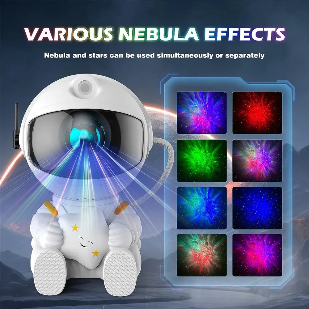 PETALOVE Kids Remote Control Seven Colors LED Lights Galaxy Starry Night Sky Black-White Astronaut Hard ABS Plastic Body Light Projector Night Lights/Bulbs Included/Colors-Multicolor/Black/White