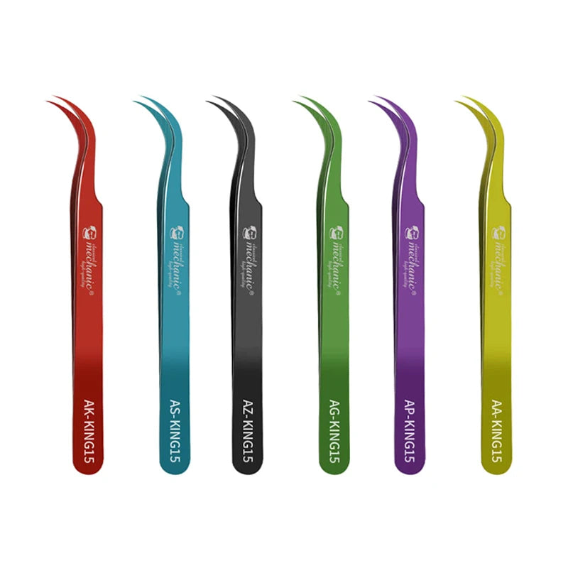 MECHANIC Grade Silver Stainless Steel Precision Forceps High Tenacity Motherboard Micro Repair Multicolor AZ-KING Tweezers 11-15 Needle Nose Pliers/Colors-Red/Silver/Purple/Multicolor
