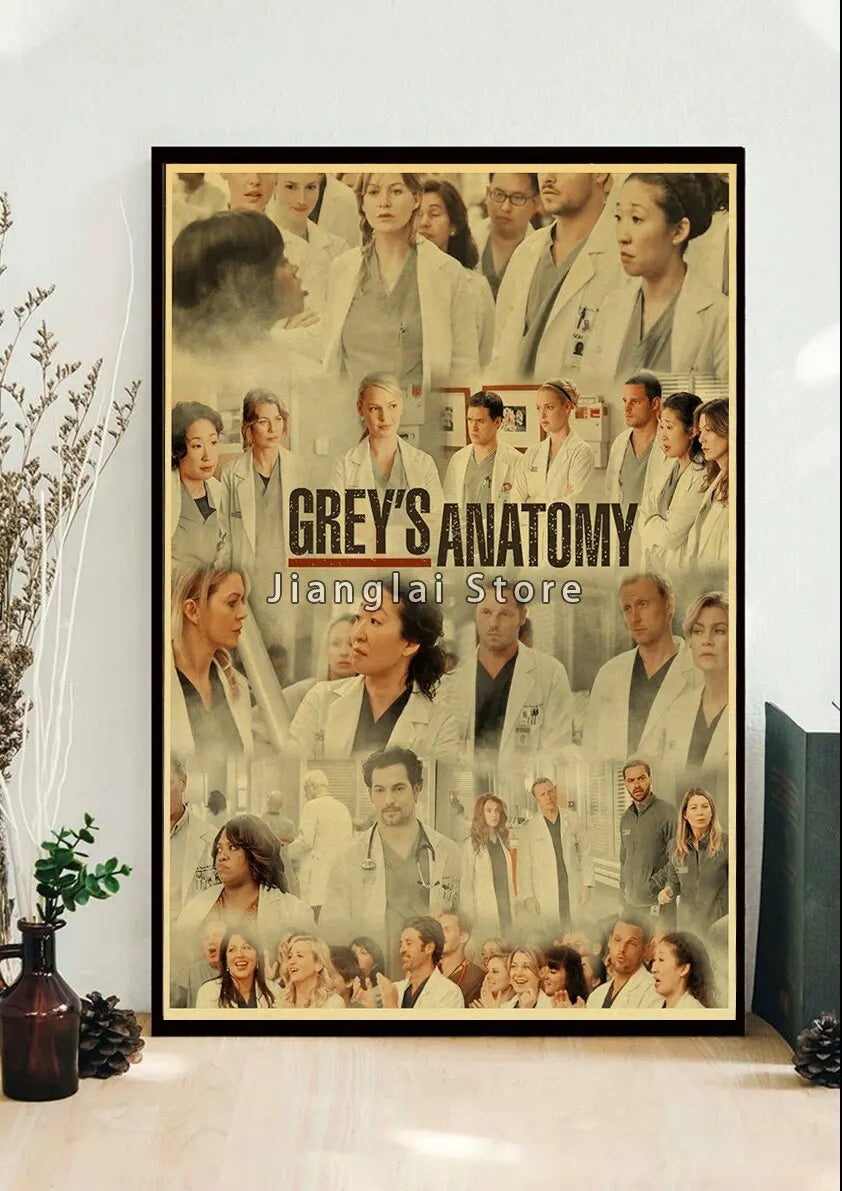 No-EN-Name-Null Unframed Printed Polyester Canvas Anime Cartoons-Movie-TV-Pop Culture-Life Changes In A Heartbeat Greys Anatomy Style Wall Art Posters/ Colors-Multicolor/Black/Beige/White/Gray/Gold/Floral