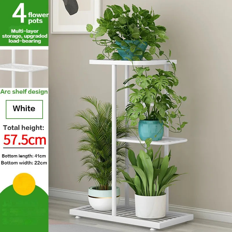 No-EN-Name-Null Indoor White Wrought Iron Metal Tall Multi-Layered 5 Tier Plant Stands/Colors-White/Gold/Black/Silver