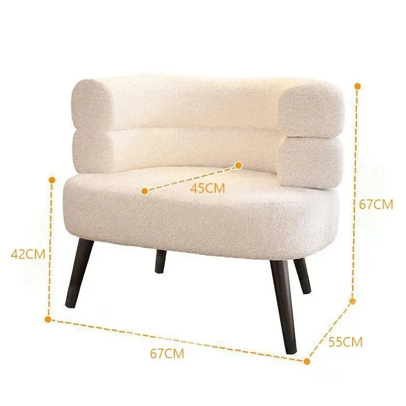 No-EN-Name-Null Modern Scandinavian Soft Plush Upholstered Padded White Velvet Lamb Fleece Fabric Sponge Seat Cushions Armchairs/Colors-White/Beige/Gray