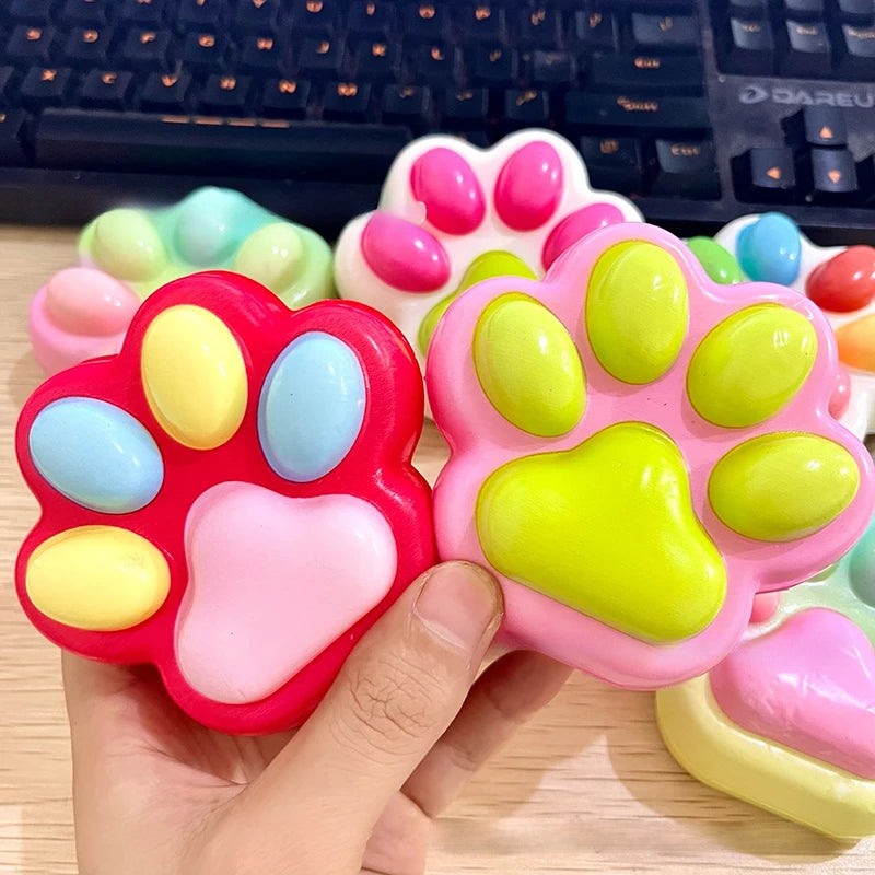 KITTYBABY Kids Plastic-Silicone Rubber Multicolor Soft Sticky Cute Cartoon Animal Cat Paws Anxiety-Stress Relief Squeeze Slow Rebound Activity Toys/Ages: 6-12 Years Old