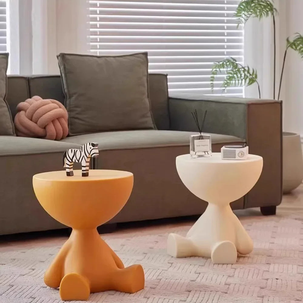 No-EN-Name-Null Modern Small Round Hard Plastic Tatami Flathead Little People Sitting Down  Coffee Tables/Colors-Light Terracotta/Dark Terracotta/ Light Beige/White/Cream/Gray/Pink/Black