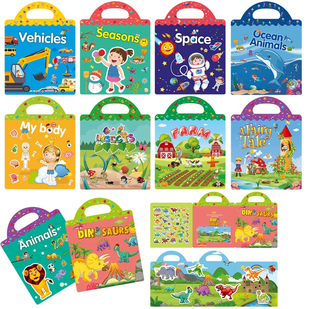 TAKARA TOMY Kids Plastic Early Educational Reusable Multicolor Cartoon Animal Scene Stickers Painting Hand-On Puzzle Books Stickers-Stickers Machine /Ages: 2-18 Years Old-Older
