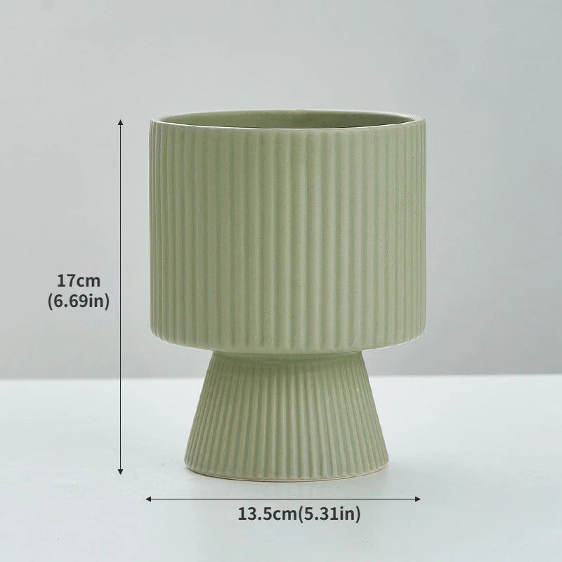 Nordic Creative Striped Ceramic Flower Pots, Modern Minimalist Morandi Vases, Green Plants, Home Decoration, Modern Decoration