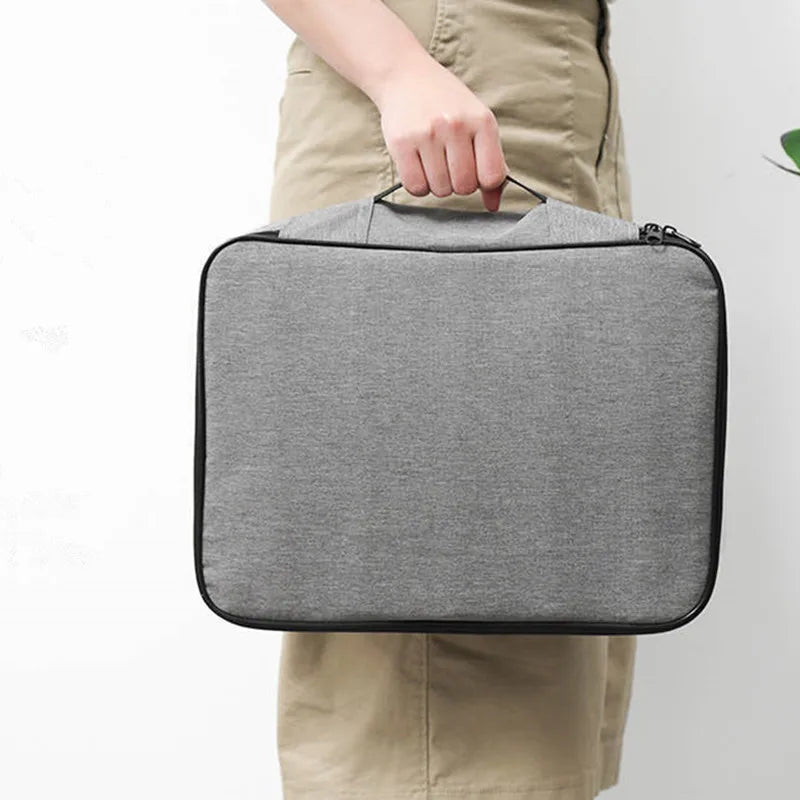 LKEEP Adults Modern Large Waterproof Gray Rectangle Zipper A4 Paper Document Organizer Briefcases/Slit Pockets/ 14 Inches Laptop-Tablet /Single Compartment/Handle-Straps/Colors-Gray/Blue/Black