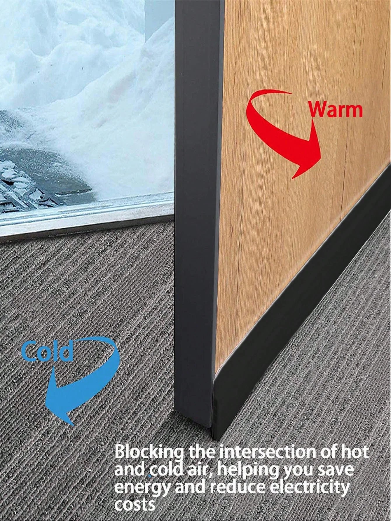 2 PCS Set Black Rolls  Quick-Adhesive Interior-Exterior Sound-Wind Proof Cuttable Edge Banding Door Draft Stopper Strips