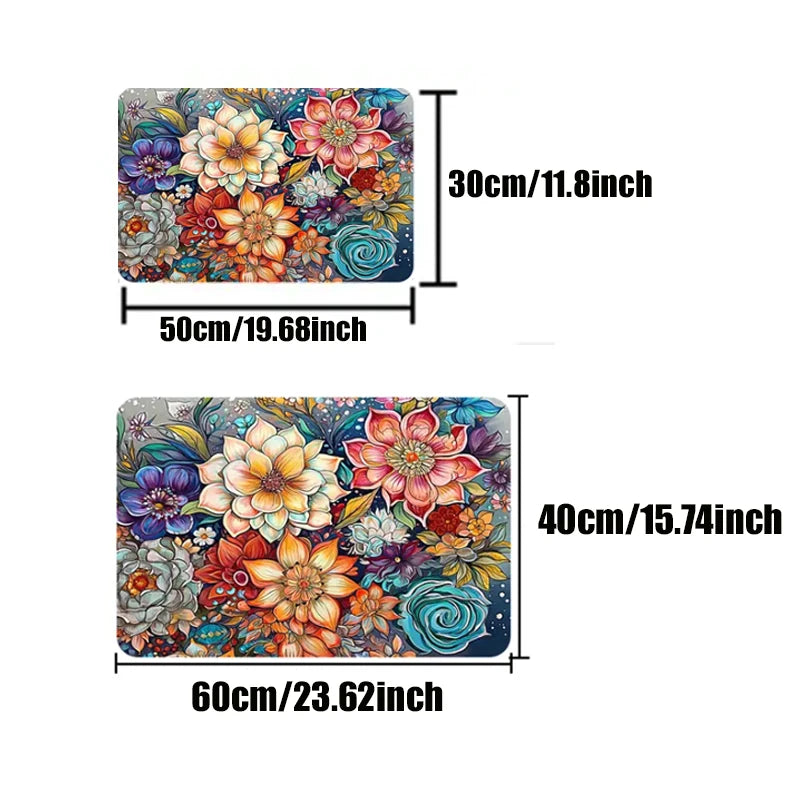 No-EN-Name-Null Indoor-Outdoor Adults Multicolor Rectangle Shaped Soft Polyester Fabric Persian Animals Paw Prints Design Anti-Slip Bottom Fade-Resistant Flannel Door Mats
