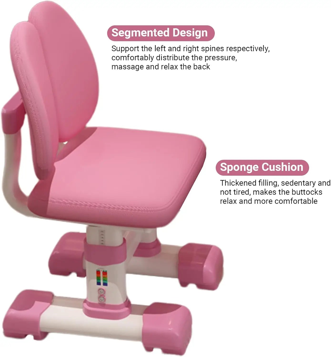 XMSJ Modern Kids Cartoon Theme Pink-White Metal Frame Height Adjustable Thick Desk-Chair Office Furniture Sets/Adjustable Shelves/Drawer/Storage Options/Assembly Required