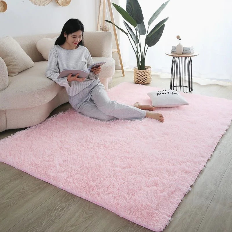 FORSWAN Kids Indoor Modern Soft Plush Heart Pattern Polyester Fabric Non-Slip Plastic Bottom Rectangle Shaped Rugs/Green Grass/Pink/Camel/ White/Tie Dye/Rainbow/Multicolor