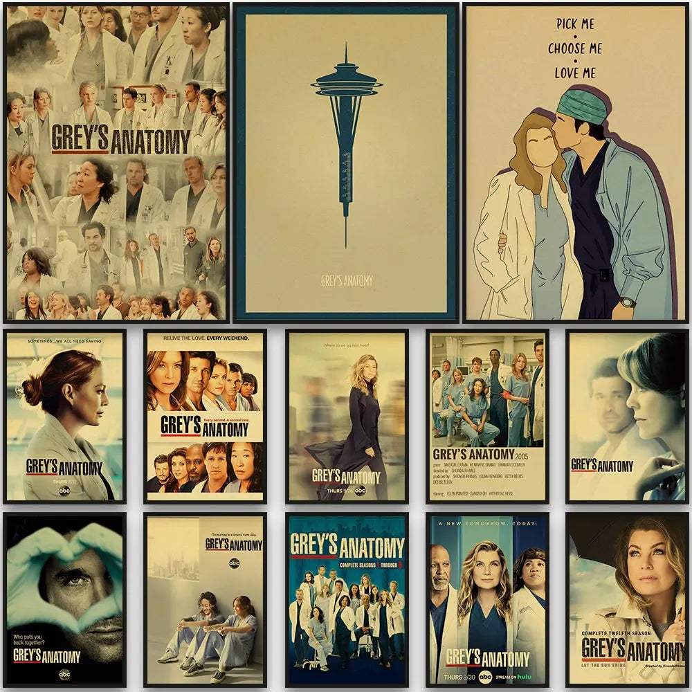 No-EN-Name-Null Unframed Printed Polyester Canvas Anime Cartoons-Movie-TV-Pop Culture-Life Changes In A Heartbeat Greys Anatomy Style Wall Art Posters/ Colors-Multicolor/Black/Beige/White/Gray/Gold/Floral