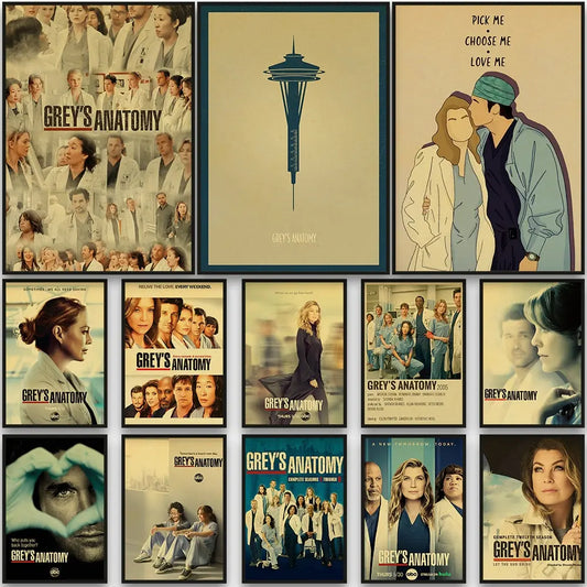 No-EN-Name-Null Unframed Printed Polyester Canvas Anime Cartoons-Movie-TV-Pop Culture-Life Changes In A Heartbeat Greys Anatomy Style Wall Art Posters/ Colors-Multicolor/Black/Beige/White/Gray/Gold/Floral