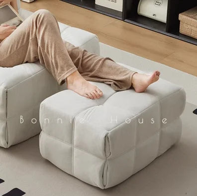 ZISIZ Modern Medium Firmness L-Shaped One-Person Lazy Soft Plush Fine Corduroy Velvet Cotton Fabric Full Sponge Filling Wood Frame Waffle Sectional Sofa Chairs / Colors-White/Black Cat Paw Skin/Green/Gray