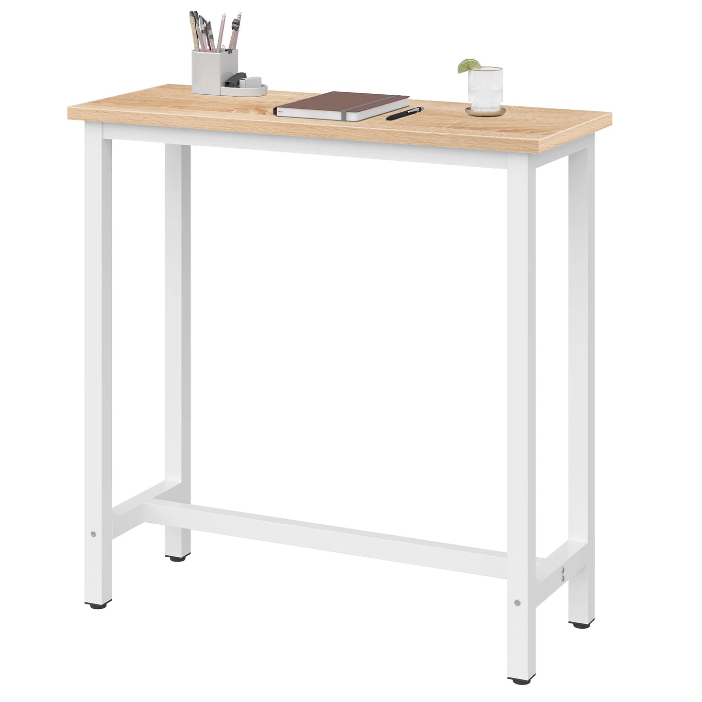 WOLTU Vintage Thick Pine Wood Top Iron Frame Bar Bistro Dining Table/Colors- Brown/White