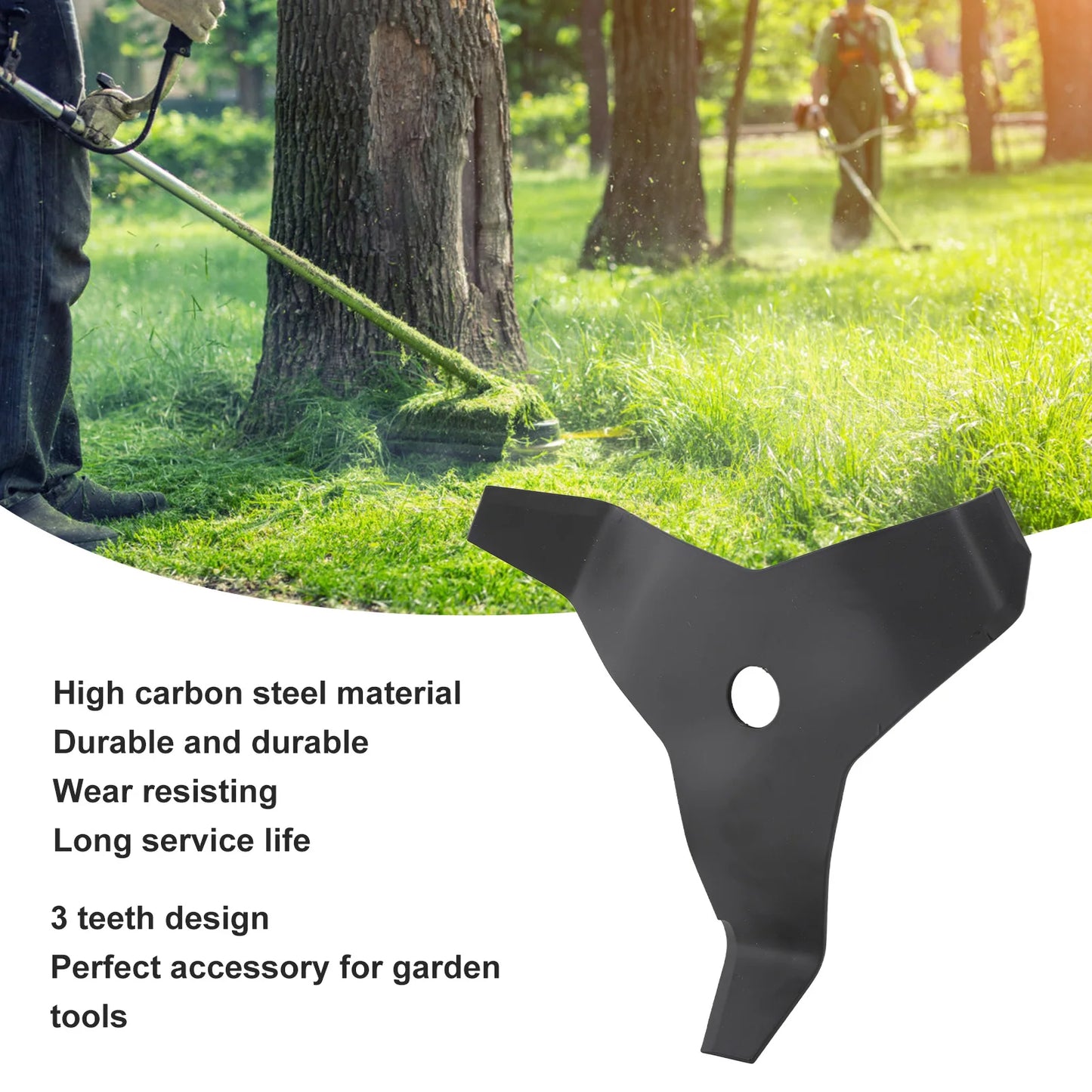 WALFRONT Garden Outdoor Black Carbon Steel 3 Teeth Brush Cutter Heavy Duty Weed Trimmer Blades
