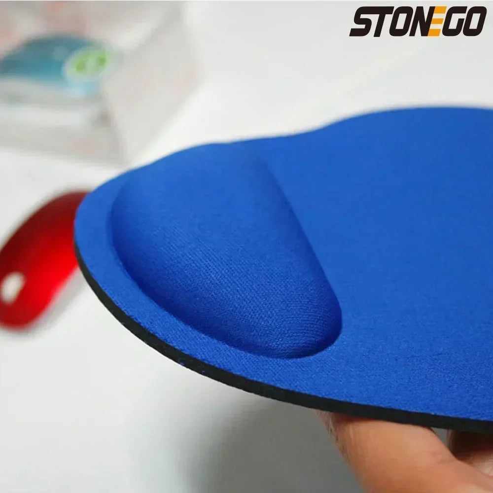 STONEGO Custom Free-Form Rectangle Shaped Gray Plastic-Neoprene Soft Foam Wrist Support Silicone Anti-Skid Bottom Mouse Pads/Colors-Gray/Black/Blue/Pink