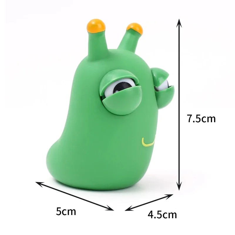 MUDDY PUDDLES Plastic-Rubber TPR Green-Yellow Tips Worm Eye Popping Squeeze Activity Toys/Ages: 13-18 Years Old + Older/Not Suitable Under 3 Years Old/Don't EAT/Colors-Green/Yellow/White/Animal/Multicolor