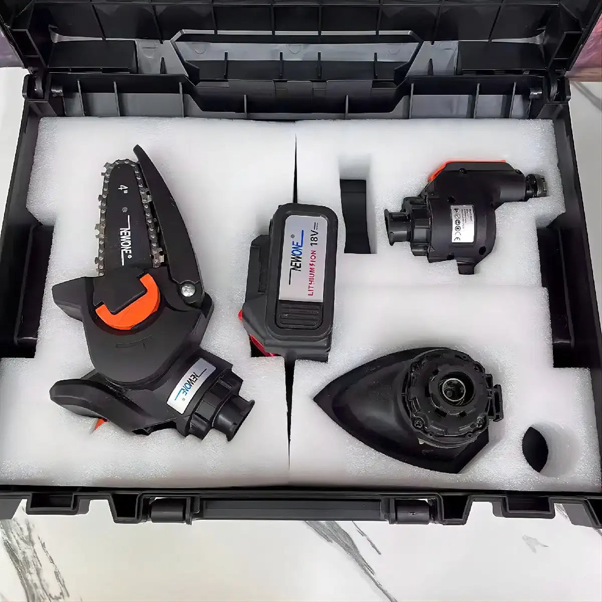 ISFRIDAY 10-In-1 Household Multifunctional White-Black-Orange Plastic Body Cordless Drill Rechargeable Lithium Battery Power Tool Combo Sets/Colors-Red/Black/White/Gray/Orange/Silver/Multicolor