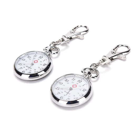 No-EN-Name-Null Quartz Silver Digital Display Metal Fob Keychain Round Pocket Watches
