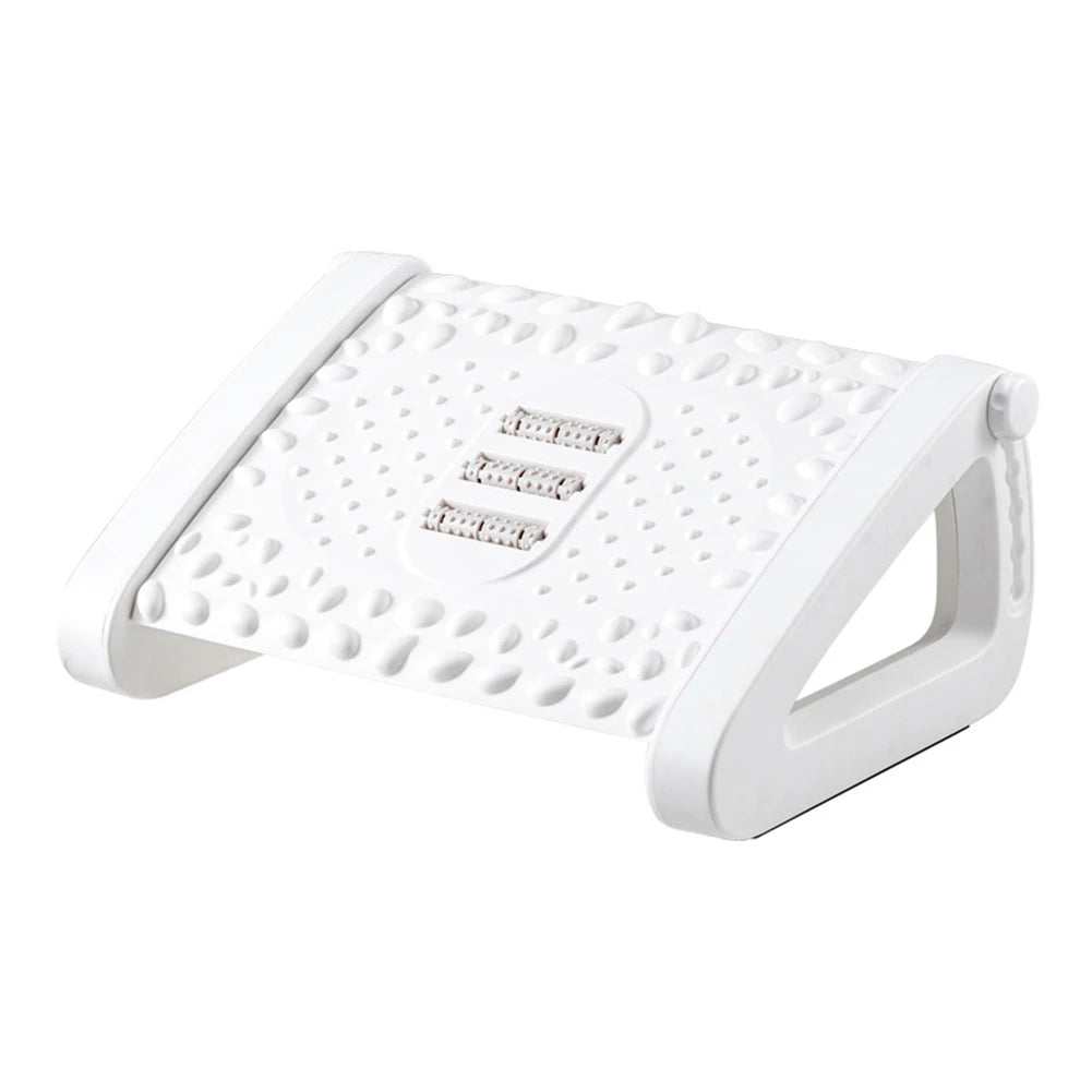 VAKIND Modern Under Desk Rectangle Shaped White Plastic Adjustable Ergonomic Non-Slip Footrest Rollers Massagers/Colors-White/Black/Gray/Assembly Required