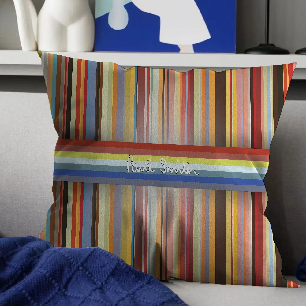 MINISO Printed Paul Smith Multicolor Square Double-Sided Cotton-Polyester Blend Washable Pillowcases/Colors-Multicolor/Striped/Purple/Black/Blue/Red/ 8 Sizes/(Pillow Not Included)/DO NOT BLEACH-DRY CLEAN/Ironing Temperature 100'Celsius